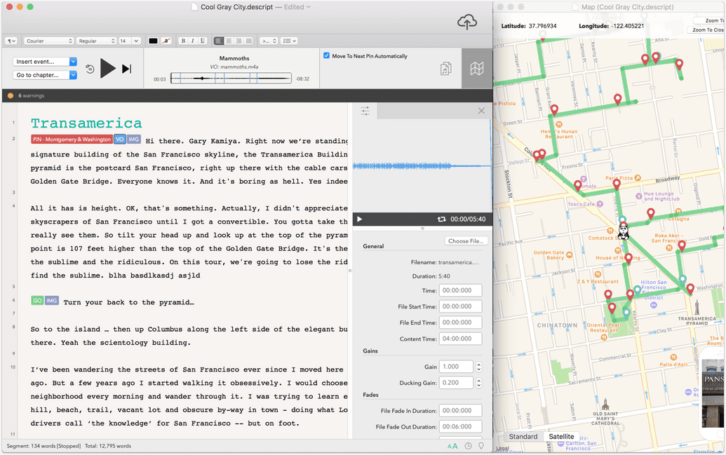 detour descript editor map
